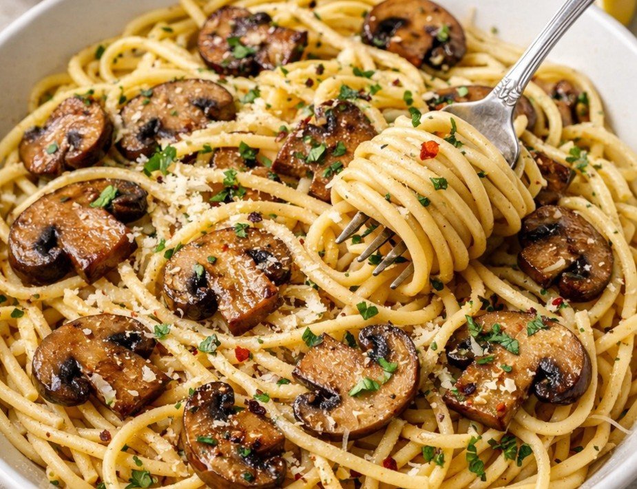 Easy Weeknight Dinner: 5-Ingredient Garlic Mushroom Pasta